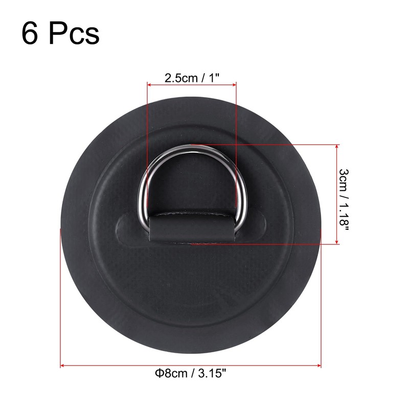 PATIKIL D-Ring Patch, 6 Pcs Stainless Steel D-Ring PVC Patch