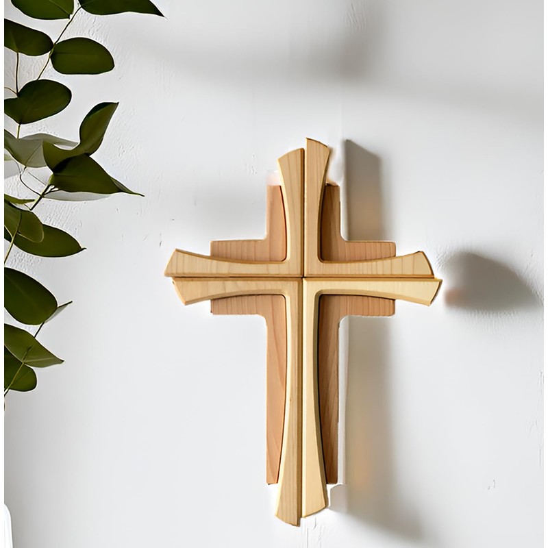 Kaltner Präsente Geschenkidee - Wandkreuz Echtes Holz Buche und Ahorn