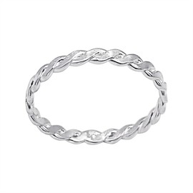 Silverly Sterling Silver Braided Ring - 925 Solid Silver Stacking Rings for Women - Minimalist Woven Band - Stackable Braid Design - Luxury Gift for Daughter - Simple Boho Jewellery With Knotwork