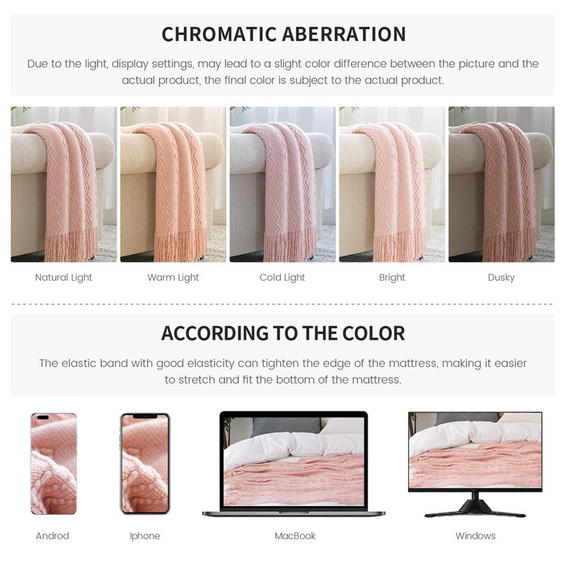 BOURINA Textured Solid Soft Sofa Throw Couch Cover Knitted Decorative