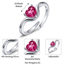 CRYSLOVE Hug Ring for Women 925 Sterling Silver Adjustable Open Birthstone Ring Embrace Thumb Hug Hand Finger Heart Rings for Wife Girlfriend