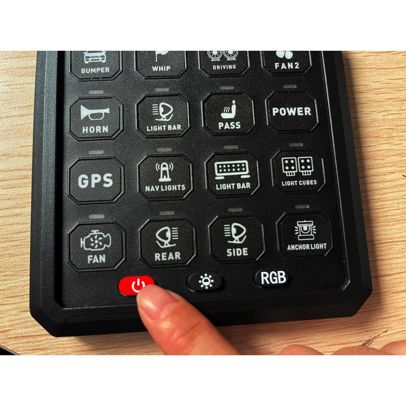 RGB 16 Gang Switch Panel w/Memory Function Auto-Dimmable Toggle Momentary