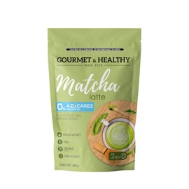 Matcha Latte 0% Azúcar. Gourmet & Healty New York. 600g. Matcha japonés en bebida cremosa, ligera y sin azúcar, no contiene lactosa y endulzado con ingredientes sin calorías.