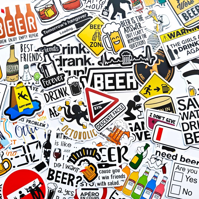 Generic Beer Sticker Decals for Cooler, Drink, Adults - Matte,