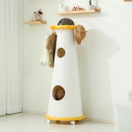 UFO Kids Closet Portable Children's Clothes Hanger is Used at The Door, Living Room And Room, Etc. Clothes, Schoolbags, Etc. Can be Hung on The top, and doll toys, etc. can be stored inside. (Yellow)