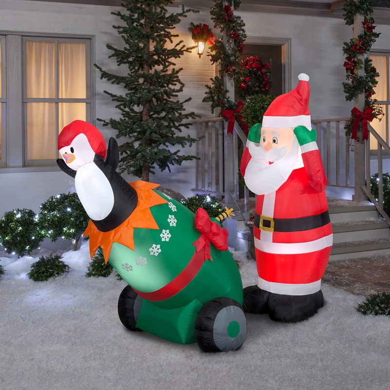 Gemmy Industries Lightshow Airblown Santa and Penguin