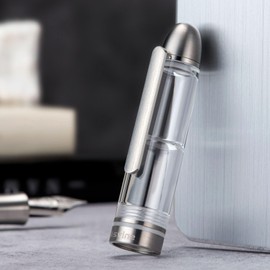 Asvine P36 Titanium Fountain Pen Piston Filling, Fine Point Clear Demonstrator Pen Smooth Writing Pen Case Set