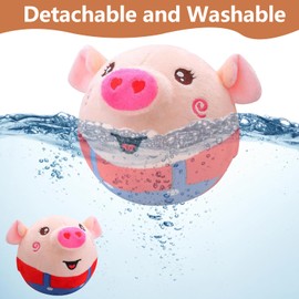 Active Moving Pet Plush Toy, Interactive Dog Toy Pet Bouncing Balls, USB Rechargeable Interactive Washable Cartoon Pig Plush Sound Electronic Dog Toy, Small Plush Sound Toys for Dogs (E)