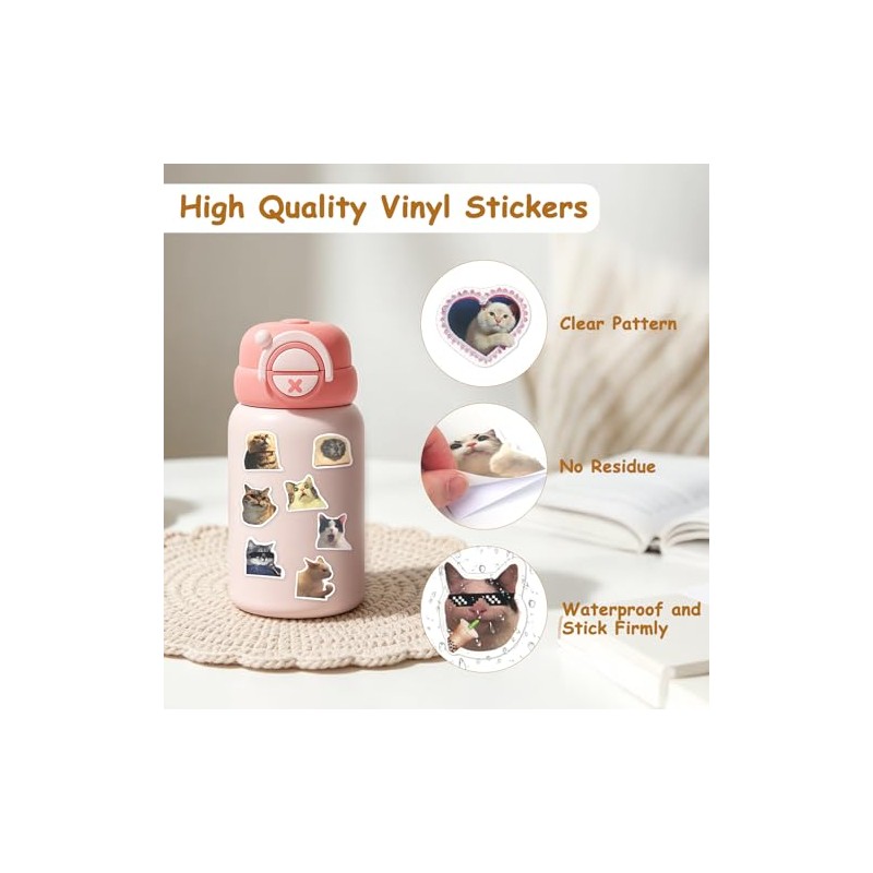 Pack of 100 Funny Meme Sticker Set, Cat Meme Stickers,