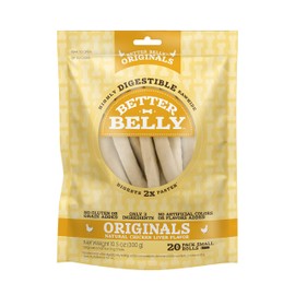 Better Belly Originals Natural Chicken Liver Flavor Small Rolls 20 Count, Highly Digestible Rawhide