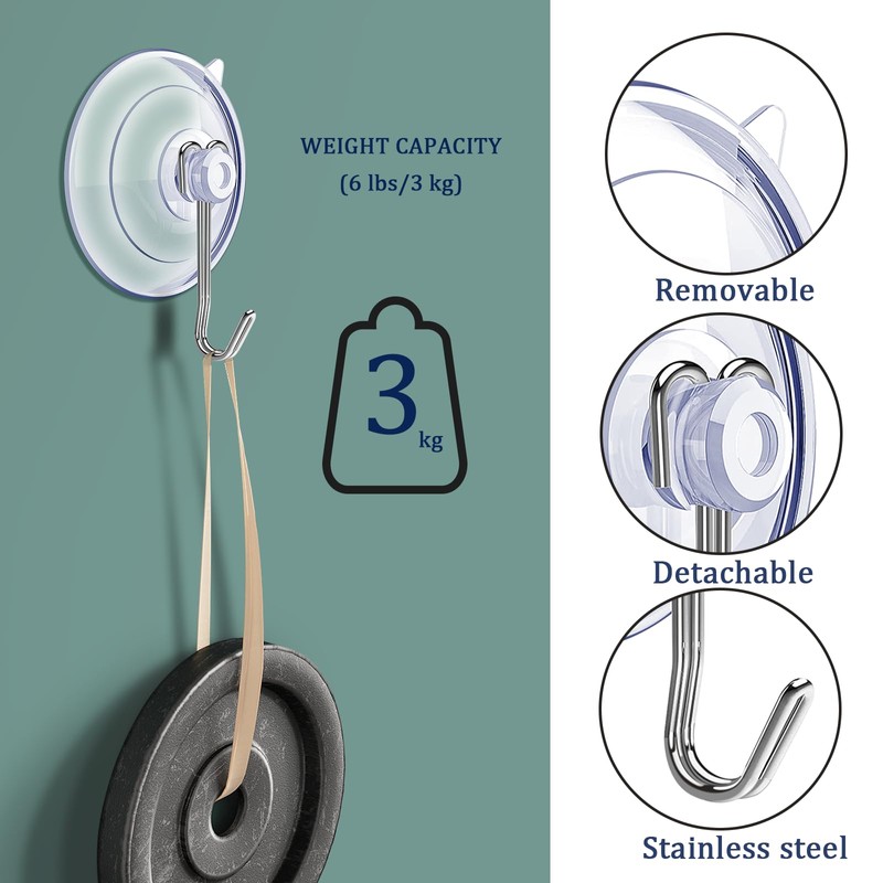 DSMY Suction Cup Hooks 15 Pack, 1.77 Inches Clear Suction