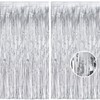 Glitter Silver Metallic Tinsel Foil Fringe Curtains, BRAVESHINE Sparkle Metallic