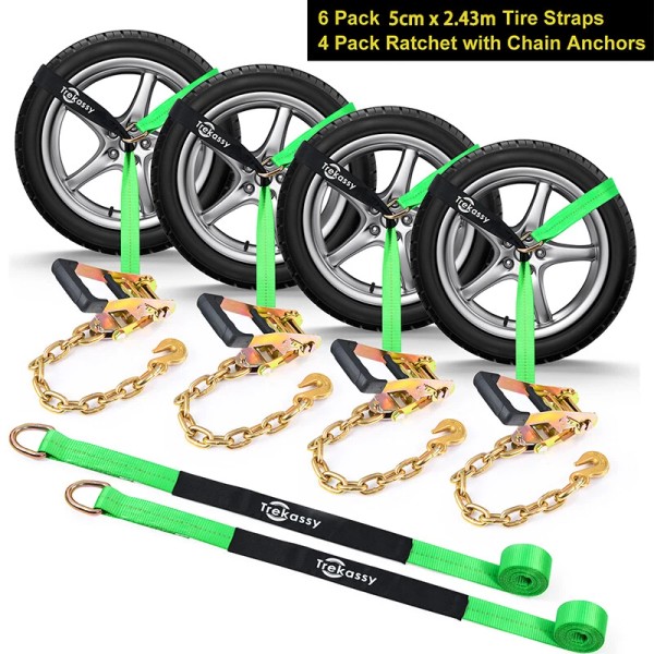Trekassy 4 Packs Lasso Straps Car Ratchet Tie Down Straps
