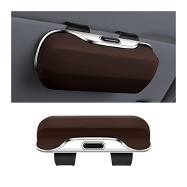 zipelo Sunglasses Holder for Car Sun Visor, Protective Automotive Eyeglasses Storage Case Hanger, Soft Vehicle Interior Glasses Organizer Box Accessories, Universal for SUV Sedan Truck (Brown)