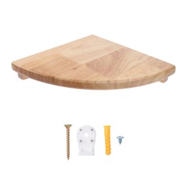 Corner Floating Wall Mounted Shelf Wood Shelves Display Round Edging Holder Bedroom Kitchen Office Living Room Bathroom Oak Shelving 23cm
