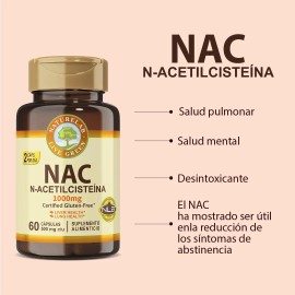 Nac N-acetil-cisteina 1000 Mg Naturelab® Vegano 60 Capsulas Sabor Sin sabor