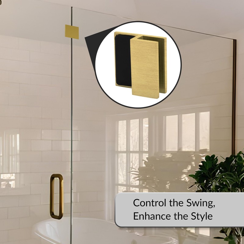 FHC SQDS1SB Square Swinging Shower Door Stop - Satin Brass