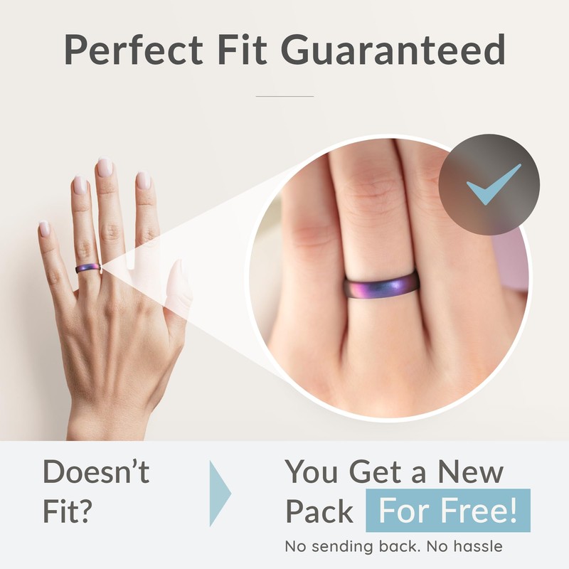 ThunderFit Alianzas de boda de silicona para mujer, ranuras de