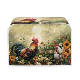 ZDCUSTOM Resistant Covers with Top Hook Anti-Sputtering Bread Toaster Cover Toaster Dust Cover Washable Machine Cover Toaster Oven Cover Rooster Hen Sunflower