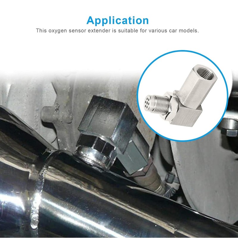 GisWell Sauerstoffsensor Extender, M18x1.5 Lambdasonde Verlängerung Edelstahl 90° Lambda Eliminator