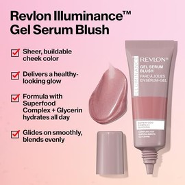 Revlon Illuminance Gel Serum Rubor, mejillas visiblemente regordetas, acabado húmedo e hidrata todo el día, 110 Mauve encantador, 0.37 onzas líquidas