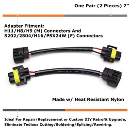 iJDMTOY 5202 PSX24W (Female) to H11 H8 (Female) Pigtail Sockets Wires Compatible with Fog Lamps Retrofit or Conversion