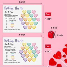 Xenseou Valentine Day Rolling Heart Dice Game, Hearts Valentine Games, Valentine Activity, Family Valentine Party, Family Game, Party Card Games, Valentine Classroom Games - 25 Game Cards - VDTG01