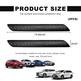 MUQIDA 2 PCS Car Bumper Anti-Scratch Strips, PVC Anti-Collision Side Door Edge Patch Protector, Universal Front and Rear Corner Bumper Guard Strip Sticker for SUV Pickup Truck (Long)