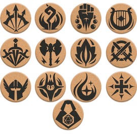 HQ Cork DND Coasters - Set of 12 Class +1 DM Icon Coasters - Great Nerdy Gift for D&D Players, Gamers, DM, Men or Women- Dungeons & Dragons Accessories for Home Decor, Mugs, Drinks, Table Decoration