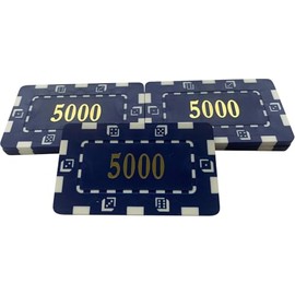 10 x Poker Casino Numbered Plastic Chip Plaques 74 x 44mm 32Grams 5000" BLUE