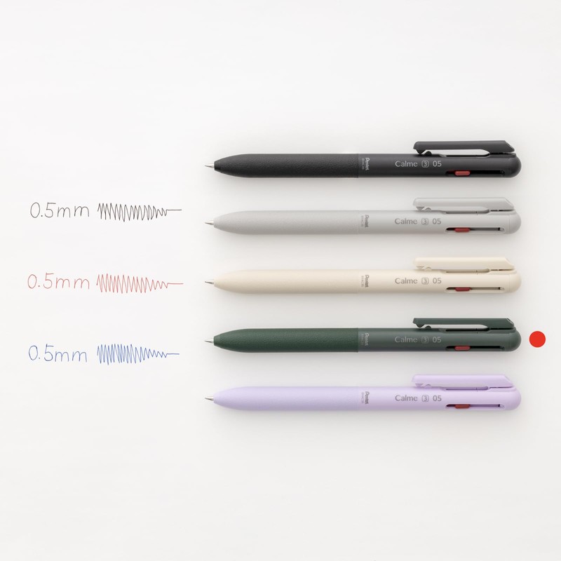 Pentel Calme 3 Color Ballpoint Pen, 0.5mm, Dark Green BXAC35D2