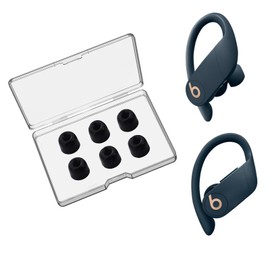 SEICHYGO Memory Foam Ear Tips for Beats Powerbeats Pro/Beats Powerbeats 2 & 3, Anti-Slip Replacement Ear Tip, No Silicone Eartips Pain, with Storage Box & Fit Charging Case, 3 Pairs (Medium, Black)