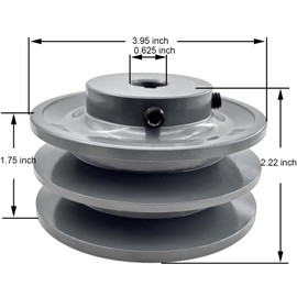 Saelno 2BK40-5/8 Double Groove Pulley,v Belt Pulley 5/8 inch bore 3.95" OD,Motor Pulley Cast Iron for A AX B BX 4L 5L V-Belts,2BK40X5/8 Pulley