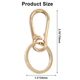Coufce 5 Pack Gold Mini Carabiner Clip Quick Release Keychain Clip for Dog Leashes, Key Rings, and Flagpole Rope