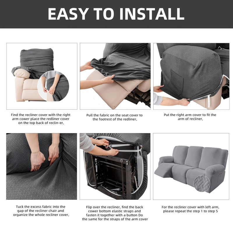 Genina Recliner Sofa Covers - Stretch Reclining Couch Covers with