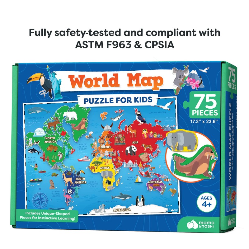 World Map Puzzle for Kids - 75 Piece - World