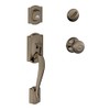 SCHLAGE Camelot Single Cylinder Handleset and Georgian Knob, Antique Pewter