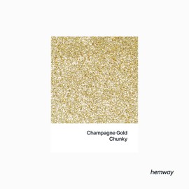 Hemway Premium Ultra Sparkle Glitter Multi Purpose Metallic Flake for Arts Crafts Nails Cosmetics Resin Festival Face Hair - Champagne Gold - Chunky (1/40" 0.025" 0.6mm) 100g / 3.5oz