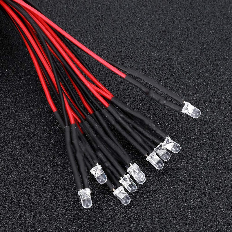 50pcs LED Diode Light, 12V 3mm Round Head Purple Light