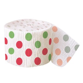 Unique Party 63127 - 30ft Crepe Paper Red and Green Polka Dot Christmas Party Streamers