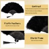 Black Feather Fan Marabou Vintage Foldable Fan Rave Handfan Renaissance