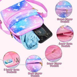 Girls Crossbody Purses for Kids Age 4-12 Purse for Little Girl Small Messenger Bag Cute Shoulder Bag Christmas Gifts Starry Unicorn Purse