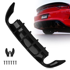 Rear Diffuser Compatible with Dodge Charger 2015-2023 Fits RT, SXT | Gloss Black V3 Style Lip Spoiler | for Round Exhaust Tips Only | Easy Install