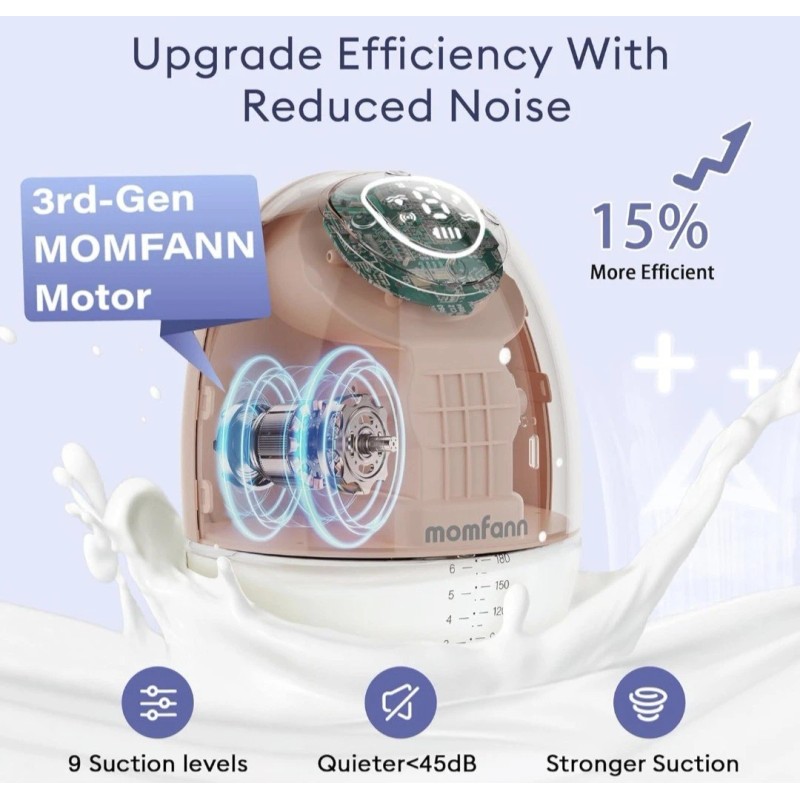 Momfann Electric Breast Pump Wearable Kit Hands-Free APP Control Portable