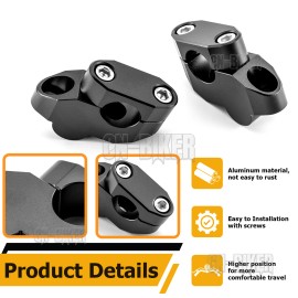 CB Black Handlebar Riser 7/8" Bars 26mm Height Pullback For KAWASAKI KX85 2001-2024