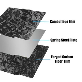 RETUXEP Bambu 3D Printer P1S P2S Build Plate for Bambu X1C/X1/X1E/P1P/P1S/A1/P2S,257x257mm Bambulab Double Sided Spring Steel Build Plate Flexible Sheet(Camouflage+Forged Carbon Fiber)
