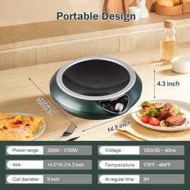 Abangdun Induction Wok Cooktop Induction Burner 1700W/85V~120V Electric Wok Curved Surface Electronic Cooker Concave Stoves