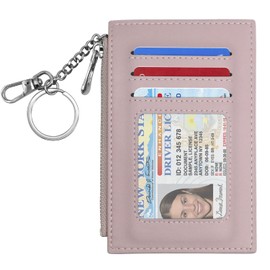 Padike Womens Slim Credit Card Holder Mini Front Pocket Wallet Coin Purse Keychain (Baby pink)…