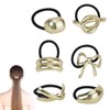 JINGIHE Pack of 6 Metal Hair Scrunchies, Gold Hair Accessories,