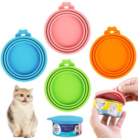 RUNEAY 4 Stück Dosendeckel 800g, Dosendeckel Katzenfutter 65mm/75mm/85mm Silikon Dosendeckel Hundefutter Dosendeckel 400g Katzendosendeckel Silikon Deckel für Dosen(Grün/Orange/Blau/Rosa)